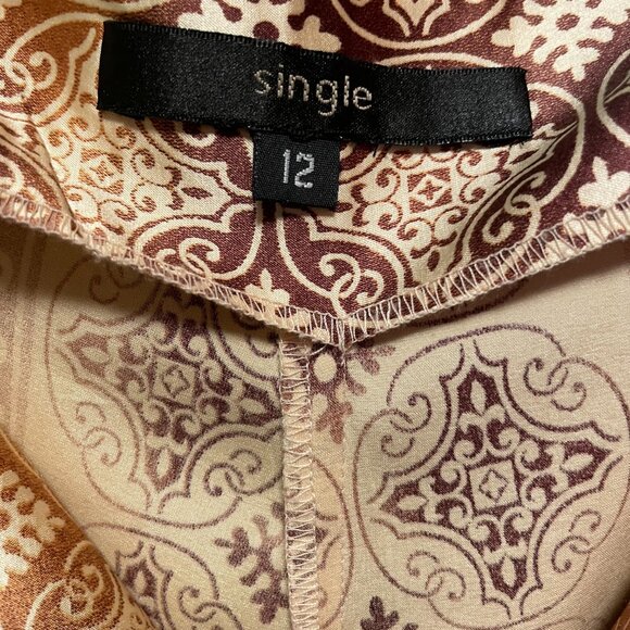 Vintage Y2k 100% Silk Stretch Pants Size 12 Boho Tie Front Straight Leg - Picture 13 of 13